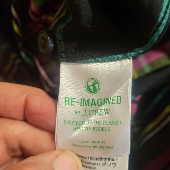 J Crew Womens Cotton Blouse Top Slim size 0 Pink Stewart Tartan Plaid Holiday - Picture 2 of 7